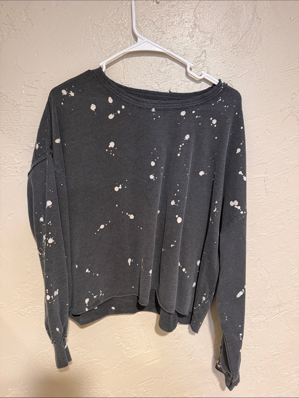Thread & Supply Black Paint-Splatter Crewneck Sweatshirt